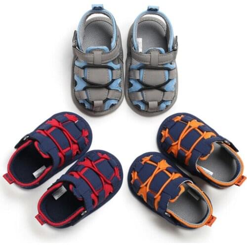 Baby Boy Sandals Focusnorm Fashion 0-18M Baby Infant Kid Boy Soft Sole Crib Toddler Summer Sandals Shoes