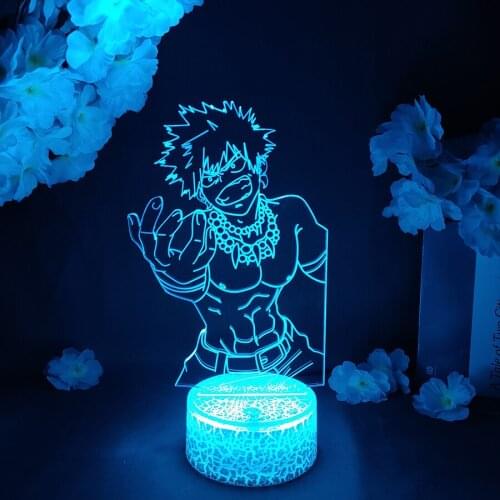 LED Light Manga Anime My Hero Academia Acrylic Night Lamp RGB Flashing Cool Gift 3D Cartoon Child Room Decor Katsuki Bakugo