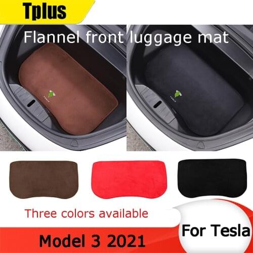 Tplus Car New Front Luggage Mat For Tesla Model 3 2021 Flannel Seat Cushion Dustproof Storage Fashion Interior Accessories