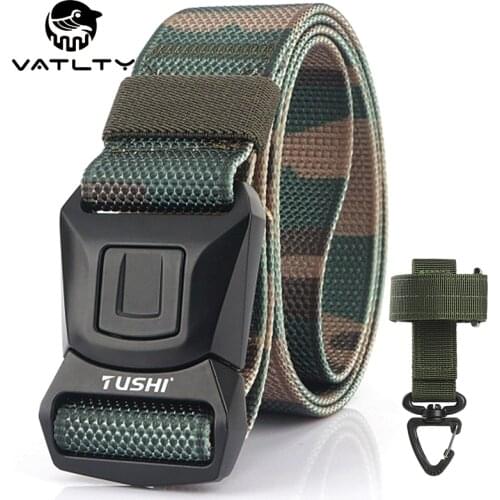 VATLTY Camouflage Tactical Belt Rust-Proof Metal Buckle Mens Outdoor Work Belt Strong Nylon Military Belt Hunting Accessories