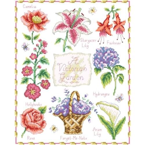Victorian Garden cross stitch package flowers 18ct 14ct 11ct cloth cotton thread embroidery DIY handmade needlework