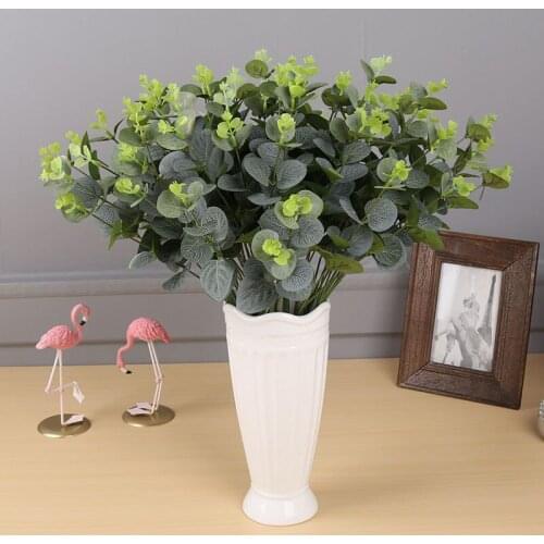 Green Artificial Leaves Large Eucalyptus Leaf Plants Wall Material Decorative Fake Plants for Home Garden Party Decor 48 cm