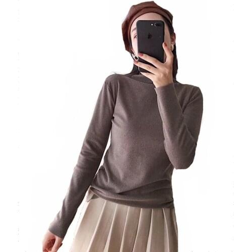 AECU Stretch Women Sweaters Turtleneck Long Sleeve Jumper Knitted Sweater Pull Femme Autumn Winter Knitting Pullovers