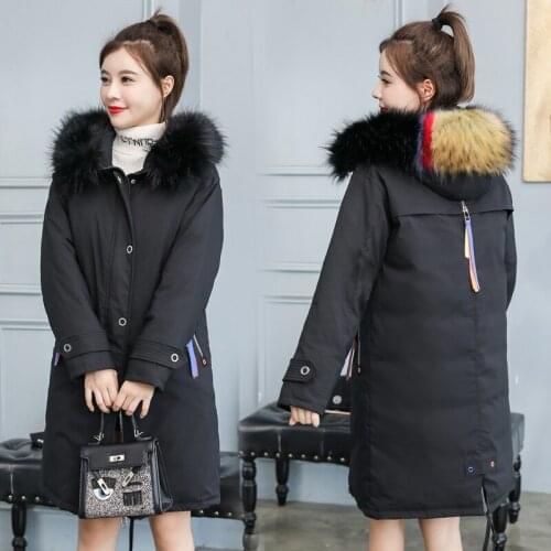 Winter Women jacket for 2019 long Fur Collar Cotton-padded Warm Thicken Plus Size 3XL Winter Coat Women Parka Outwear Female