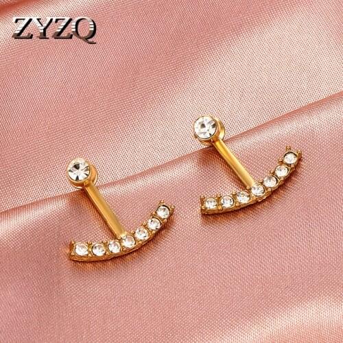 ZYZQ 2021 New Simple Back-hanging Cute Smile Drop Earrings Fashion Creative Personality Stud Earrings Trendy Gift Jewelry