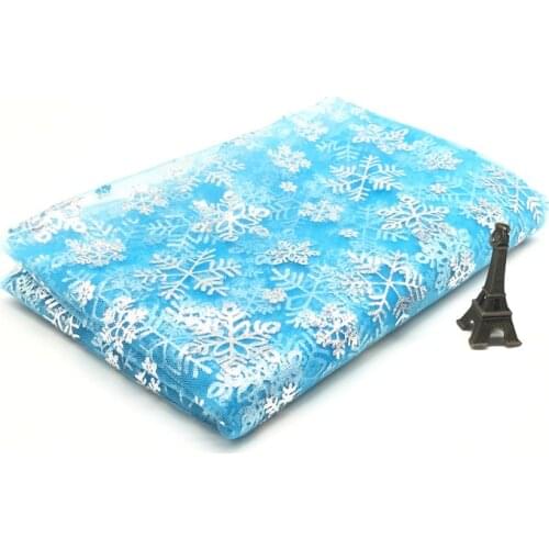 1m/lot Width 150cm Princess Dress Glitter Fabric Blue Snowflake Organza Fabric Sewing DIY Skirt Handmade Material Decor