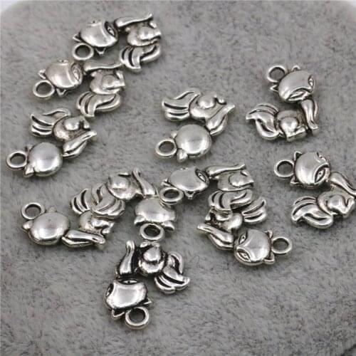 10PCS Hot Sale Necklace Bracelet Accessories Jewelry Making Copper Metal Lucky Fox Animal DIY Loose Finding New Pendant 12x15mm