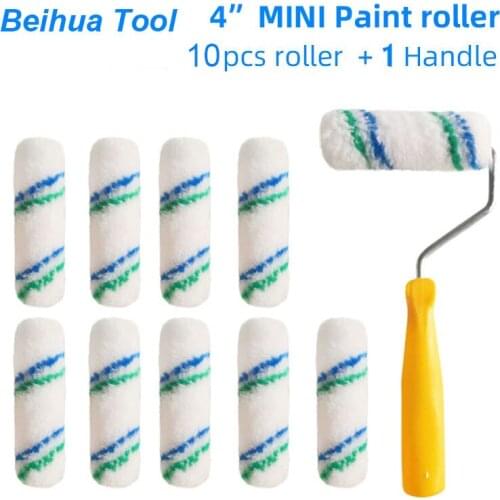 11PCS/set 4inch Paint Roller Brush 10cm Mini Roller kit Painting Tools Rollers for Wall Decoration Nap 10mm Polyester Interior