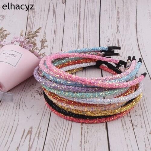 12pcs/lot New Girls Glitter Hairbands Children Party Fashion Headbands Sequins Bling Bling Sweet Kids Hair Accessories Head Hoop