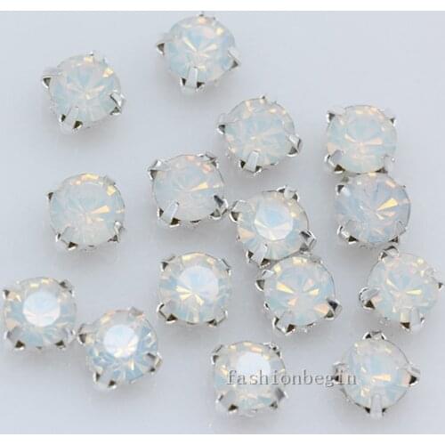 3-8mm opal color crystal glass glitter Sew on claw rhinestones Montees diy wedding dress sewing accessories jewelry making beads