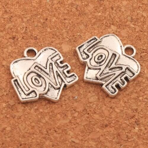 30pcs Love Letter Heart Charm Beads 17.5x17.6mm Pendants Spacer Beads Jewelry DIY L931 LZ