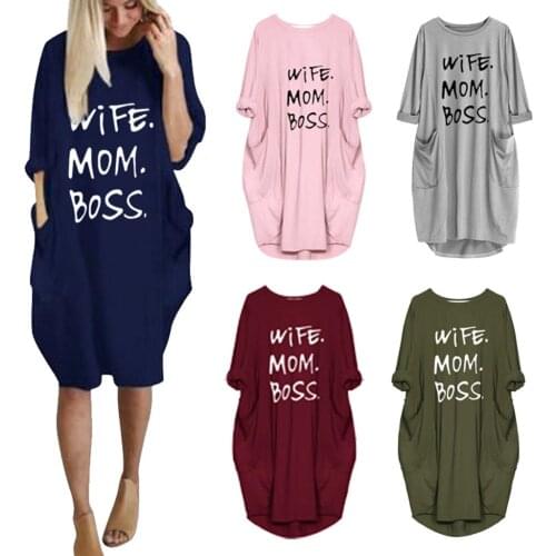 3XL Plus Size Dress Women Long Sleeve Letter Printed Midi Dresses With Pocket Casual Loose Dress For Ladies Daily Dress