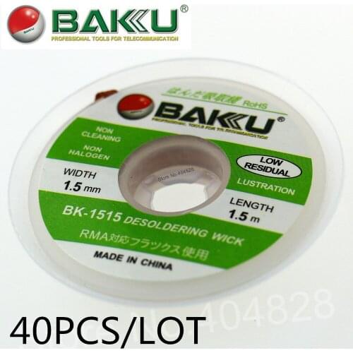 40 pieces/lot 1.5/2.0/3.0mmx1500mm Desoldering Wick. BAKU BK-1515/BK-1515/BK-1515