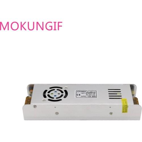 50pcs AC180-240V to LED DC12V 20A 240W thin long Power Supply Transformer for LED CCTV,3528 5050 RGB LED strip Light