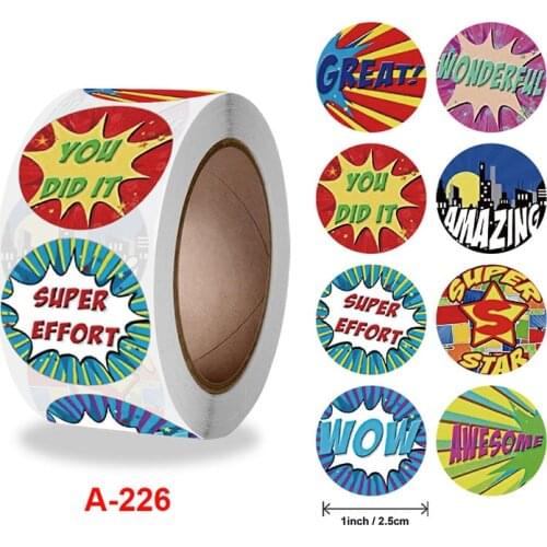 500Pcs/Roll Star Pattern Child Stickers Cards Decoration School Teacher Supplies Reward Sticker Round Shape Cute Self Adhesive