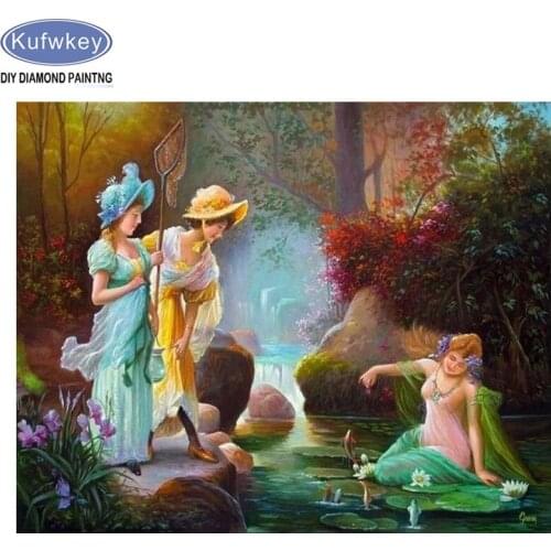 Full 5D Diy Diamond Painting Cross Stitch vintage Europe woman 3D Diamond Embroidery lady square Round Rhinestone mosaic Picture