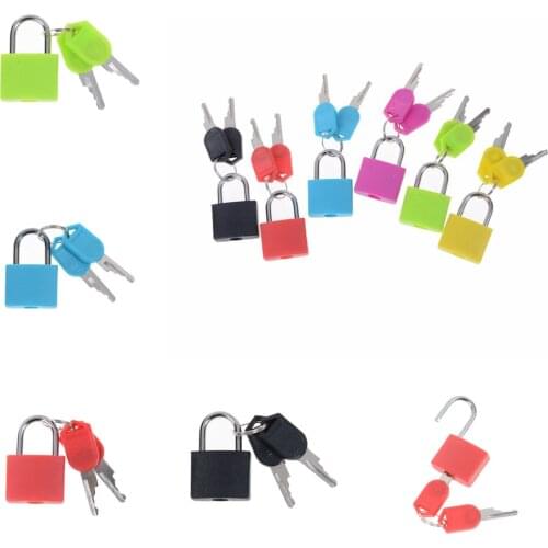 6 colors New Small Mini Strong Steel Padlock Travel Tiny Suitcase Lock with 2 Keys