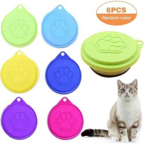 6Pcs Silicone Canned Lid For Puppy Dog Cat Sealed Feeders Food Can Lid Storage Top Cap Reusable Cover Lid Pet Daily Supplies
