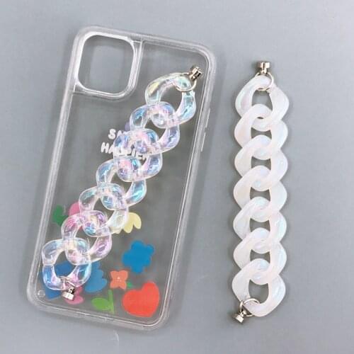 ZiccoWong Acrylic Transparent Mobile Phone Strap Lanyard 2021 Fashion Colorful Mobile Phone Chain Bracelet Hanging Jewelry