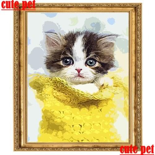 Cute pet cat Diamond Painting animal Mosaic puzzle DIY diamond Full Square Round 5D Embroidery Rhinestone Home Decor 100% Resin
