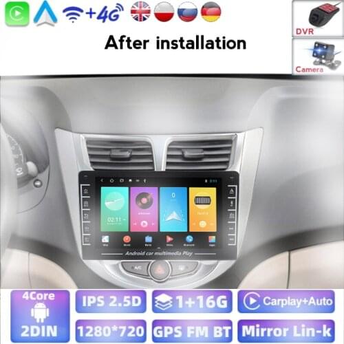 2din 1G+16G Android Car Radio Multimedia Video Player Navigation GPS For Hyundai Solaris 1 2010 2011 2012 2013-2016 2 Head Unit