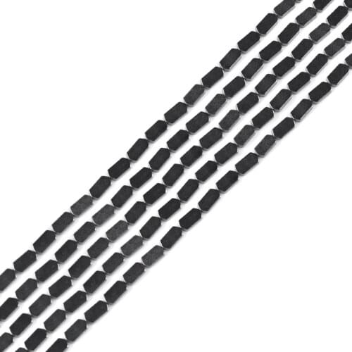 Natural Stone Black Hematite beads 8*4mm 52Pcs Hexagon shape beads Stone for Jewelry bracelet necklace Making DIY Accessories