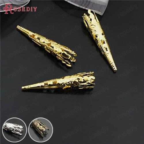 C366)50 pieces 41x8mm Gold Color Iron Long Beads Caps Tassel Caps Diy Jewelry Findings Accessories Wholesale