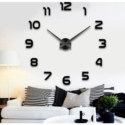 DIY Digital Wall Clock 3D Mirror Surface Sticker Silent Clock Home Office Decor Wall Clock for Bedroom Office
