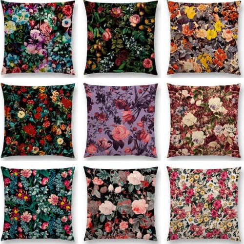 Hot Sale Colorful Romantic Dream Abstract Exotic Floral Pattern Garden Classic Flowers Rose Gorgeous Cushion Sofa Throw Pillow