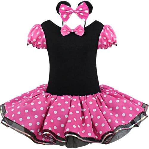 Kids Girls Princess Dress Baby Girl Dresses Summer Cute Short Puff Sleeve Bowknot Polka Dots Tutu Dress With Hair Hoop Headband