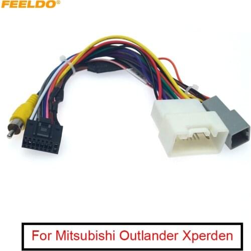 FEELDO 1PC Car Stereo Radio 16PIN Adaptor Power Cable For Mitsubishi Outlander Xpander/Mirage Audio 16Pin Wiring Harness