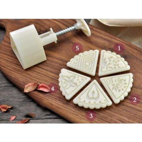Moon Cake Mold Cookie 5 Stamps 50g Mid Autumn Festival DIY Manual Press fondant chocolate Baking Pastry Cookie decorating tools