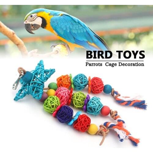 Parrots Toys Swing Stand Parrot Sepak Takraw Chewing Toy Bird Toy Plastic Rings Training Parrot Intelligence Toy Ferrule Decor