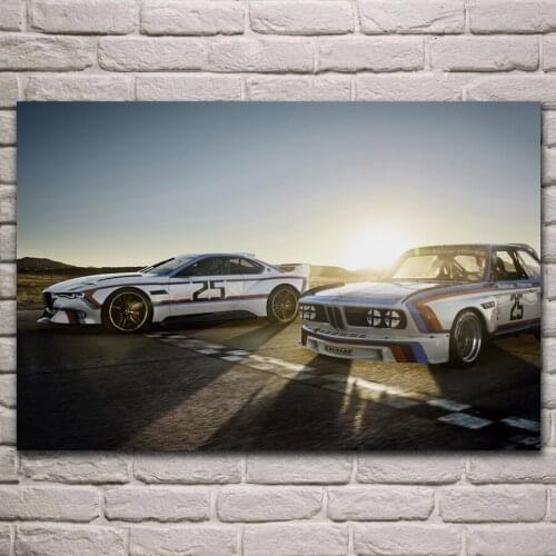 Sunset race tracks sport cars living room decor home wall art decor wood frame fabric poster KL604