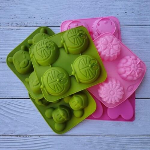 Cartoon 4 Even Small Rat Small Cats Ilicone Mold DIY Cake Chocolate 3D Mold Childrens Food Supplement Mold Cookie Baking Tool