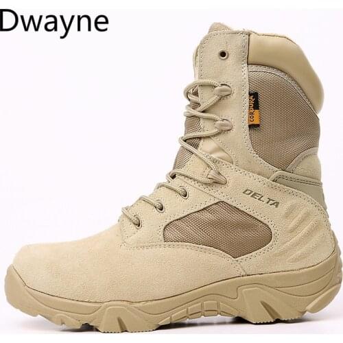 Men Military Boots Quality Special Force Tactical Desert Combat Ankle Boats Army Work Shoes Leather Waterproof Snow Boots 2019