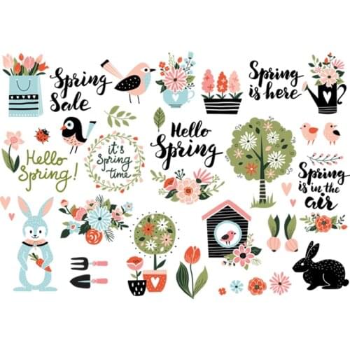 Patches Flower Birds Elements Stickers Washable Heat Transfer Diy New Fashion T-Shirt Jeans Decoration Applications For Clothes