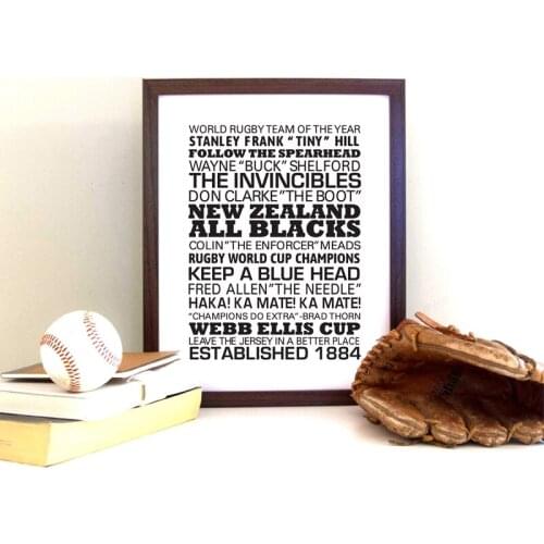 New Zealand All Blacks Rugby Canvas Prints and Poster World Rugby Team Of The Year Quotes Painting Picture Home Wall Decoration