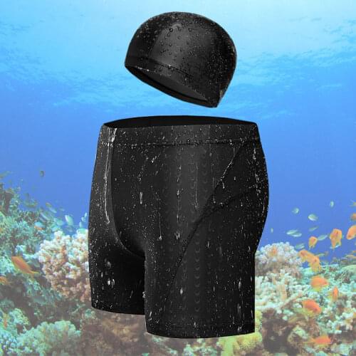 Men Shark Swimming Trunks With Cap Waterproof Quick-Drying Shorts Sexy Swimming Pool Sharkskin Game Swimwear Beach Swimsuit
