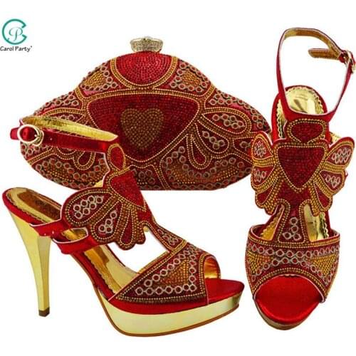 New style party shoes and bag set African fashion shoes and accessories applique matching bag set Nigerian female shoes and bags