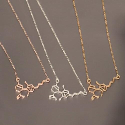 Wholsale 10pc/lot CBD Molecule Long Pendants Biology Molecule Necklace Mix Lots Link Chain Science Jewelry for Women Men
