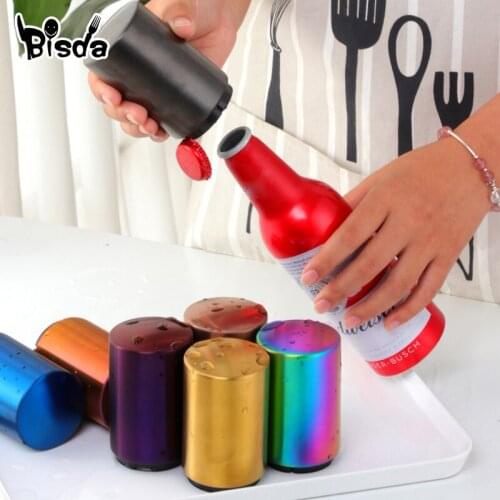 1Pc Stainless Steel Bottle Opener Kitchen Utensils Bar Beer Opener Automatic Magnetic Beer Openers Party Wine Rainbow Opener