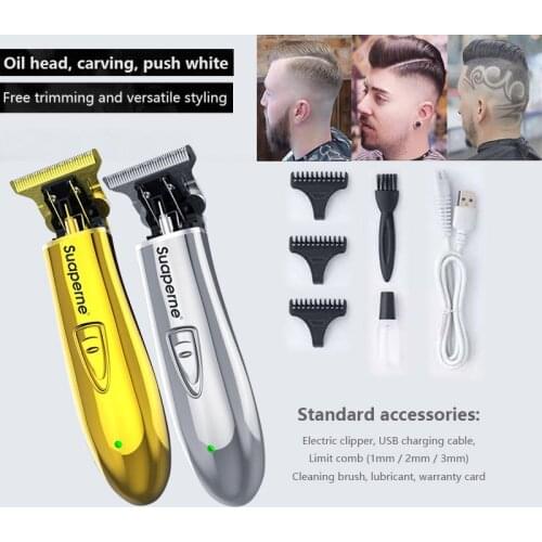 Rechargeable Hair Clipper Barber Trimmer For Men Hair Salon Professional Oil Head Retro Score Carving Trimming Electric Clipper