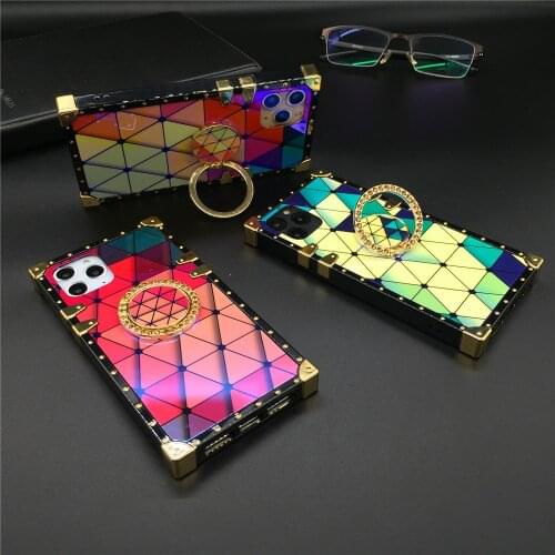 Luxury Blu-ray Laser Colorful Plaid Phone Cover Prismatic Smooth Square Case for LG Stylo 6 7 5 Stylo6 Stylo4 K51 K61 Stylo 4