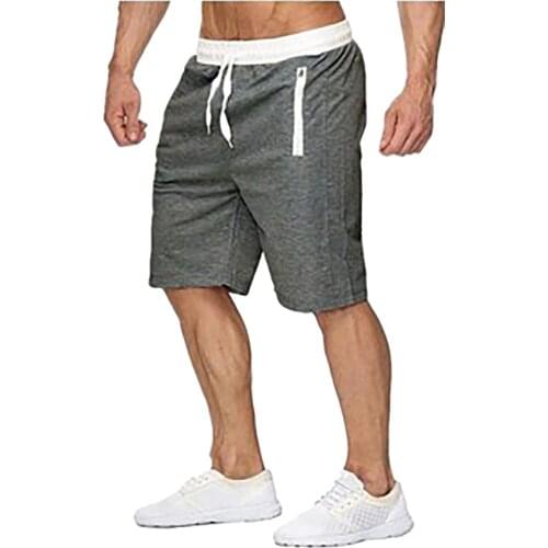 Mens Summer Casual Shorts Sports Zippered Drawstring Shorts In Solid Color Sportswear Plus Zize Gyms Workout Short Homme