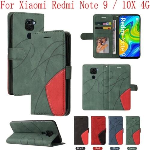 Sunjolly Case for Xiaomi Redmi Note 9 10X 4G Wallet Stand Flip PU Leather Phone Case Cover coque capa Case Cover