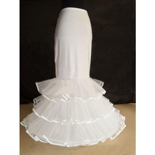 Bridal 1 Hoop Three-layer Hard Net Lotus Leaf Petticoat Long Tulle Skirts Big Fishtail Womens Underskirt For Wedding Dress