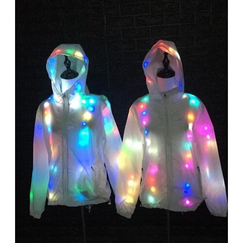 EC86 Ballroom dance led costumes colorful luminous jacket dress dj ds outfits glowing clothe ds gogo coat party wears bar show