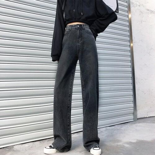 Harajuku Loose Straight Pants 2021 Fashion Woman Jeans High Waist Clothes Wide Leg Denim Clothing Streetwear Vintage Quality