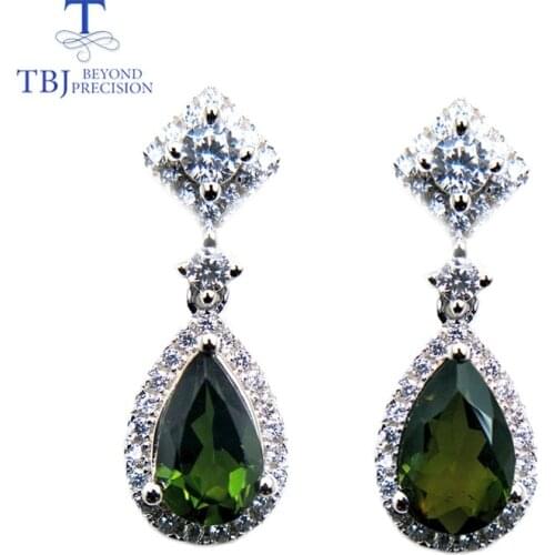 TBJ,new natural water drop multicolor tourmaline gemstone Shiny earring 925 sterling silver jewelry for women as birthday gift